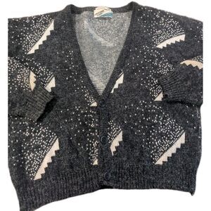 UNIFORM CODE black white XL Men's long sleeve Abstract Vintage 1990s Wool